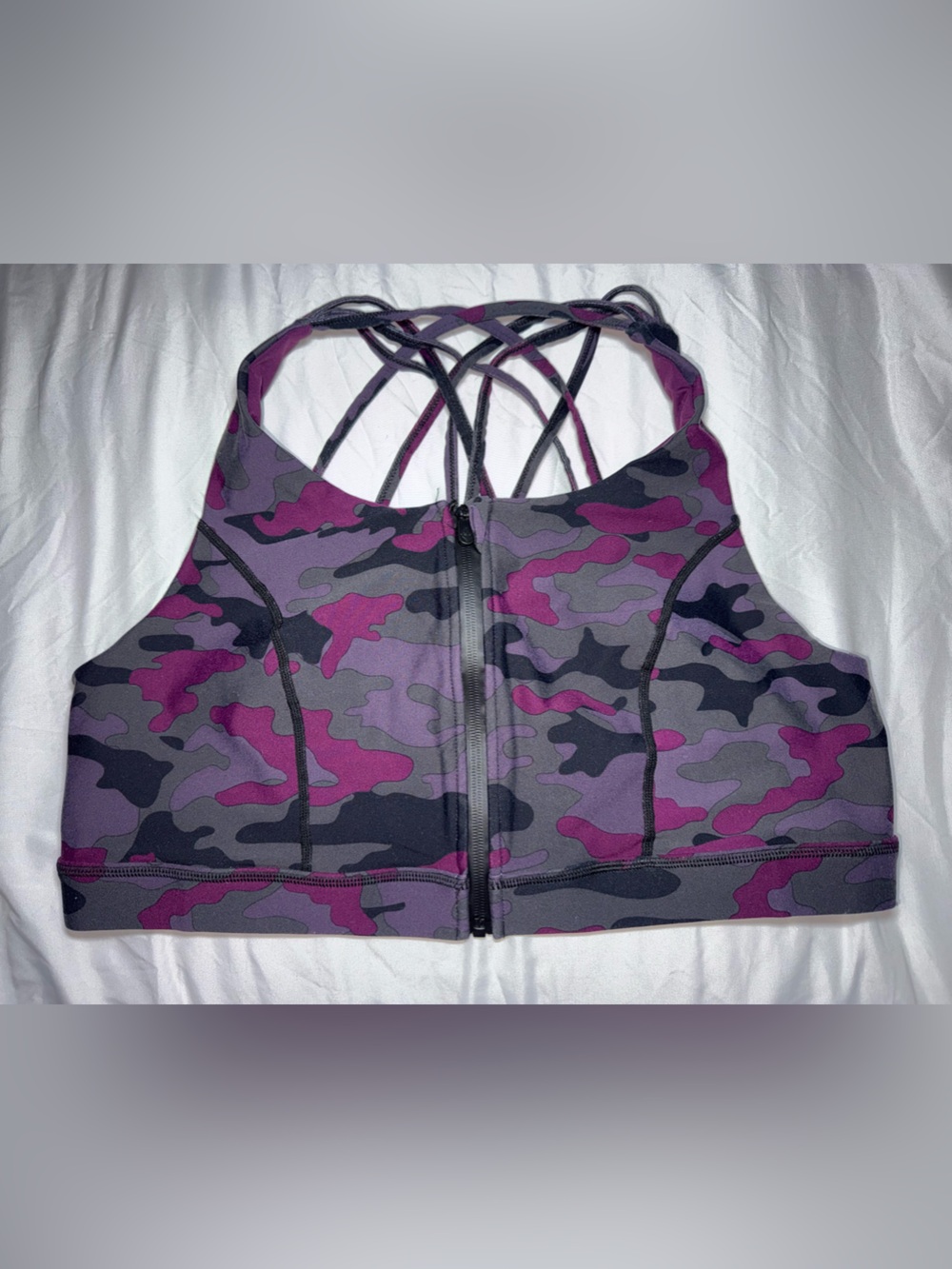 torrid Purple & Black Camo Strappy Sports Bra